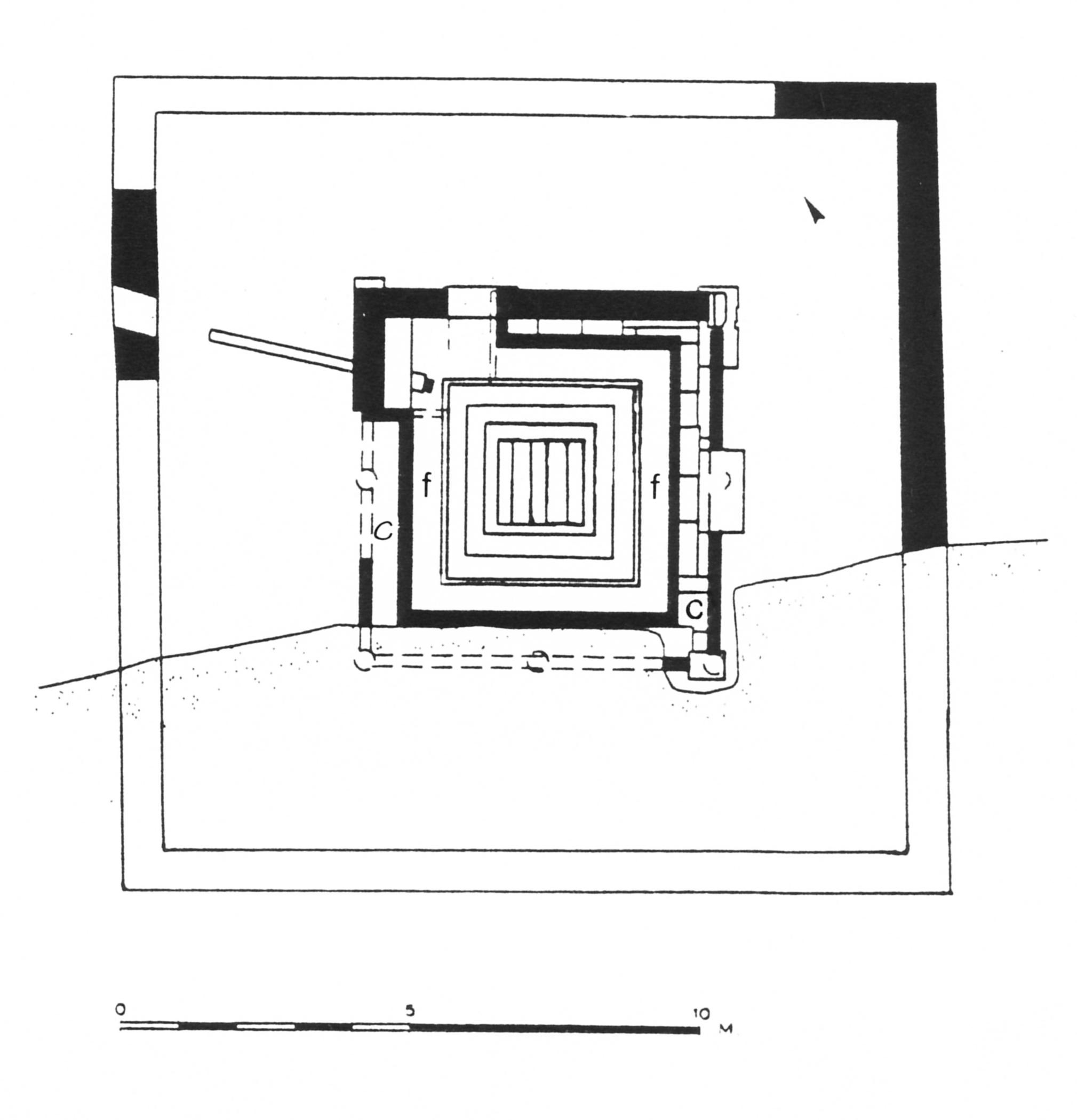 courtyard with flowerbeds and surrounding water channel in a late Roman house