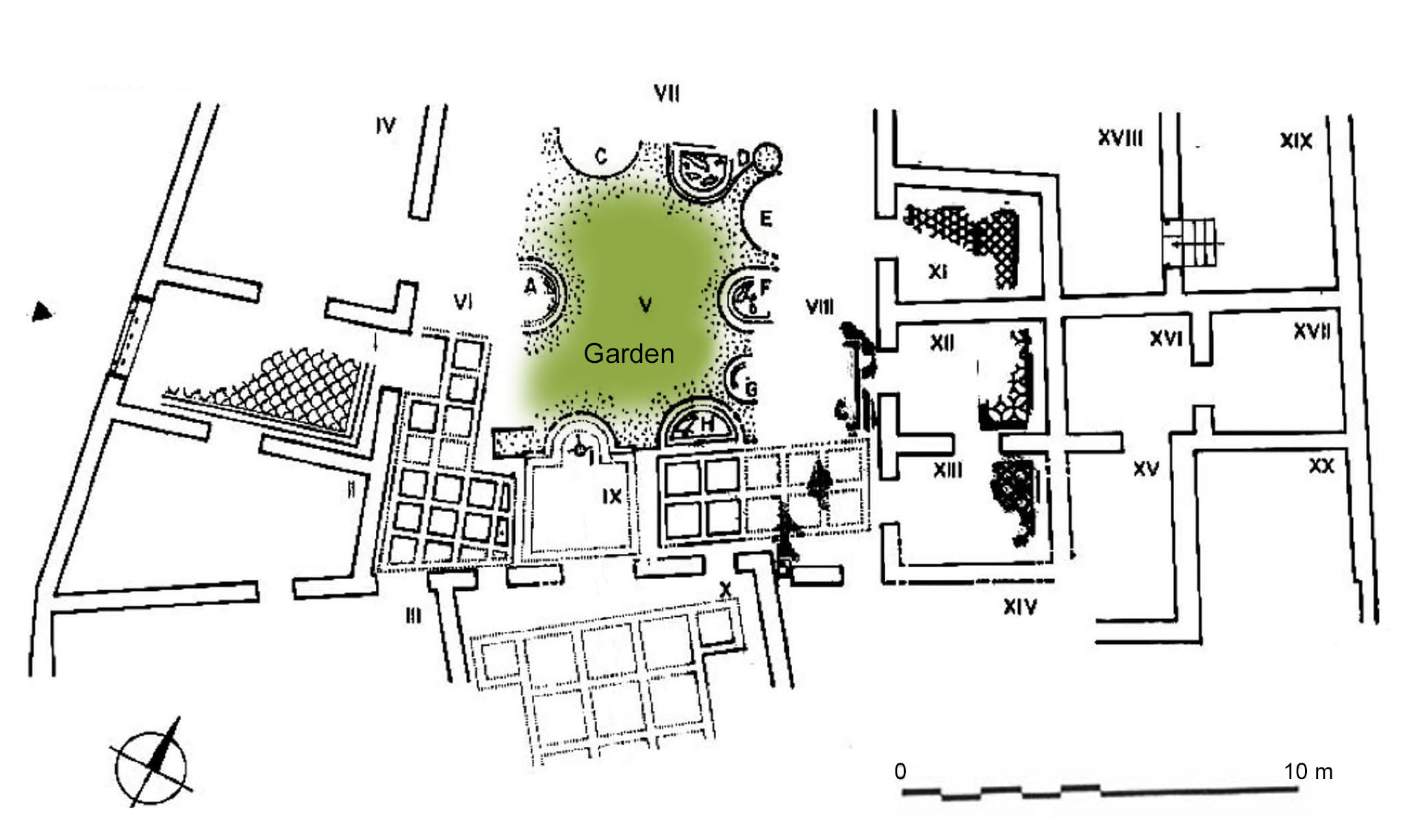 Plan of the House of the Viridarium with Niches; Ben Abed Ben Khader, A., 2006