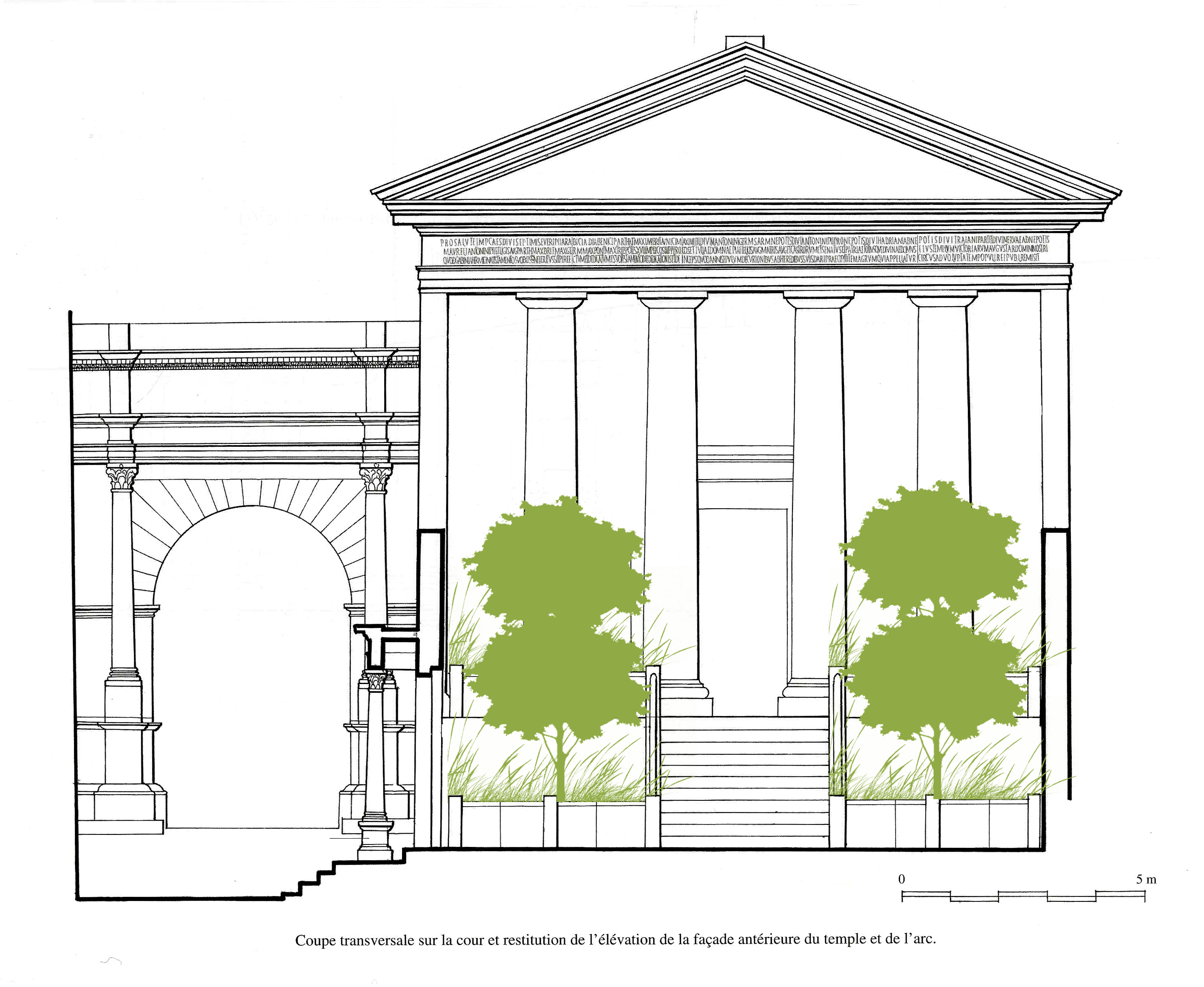 Cross section of the courtyard (A-A’)