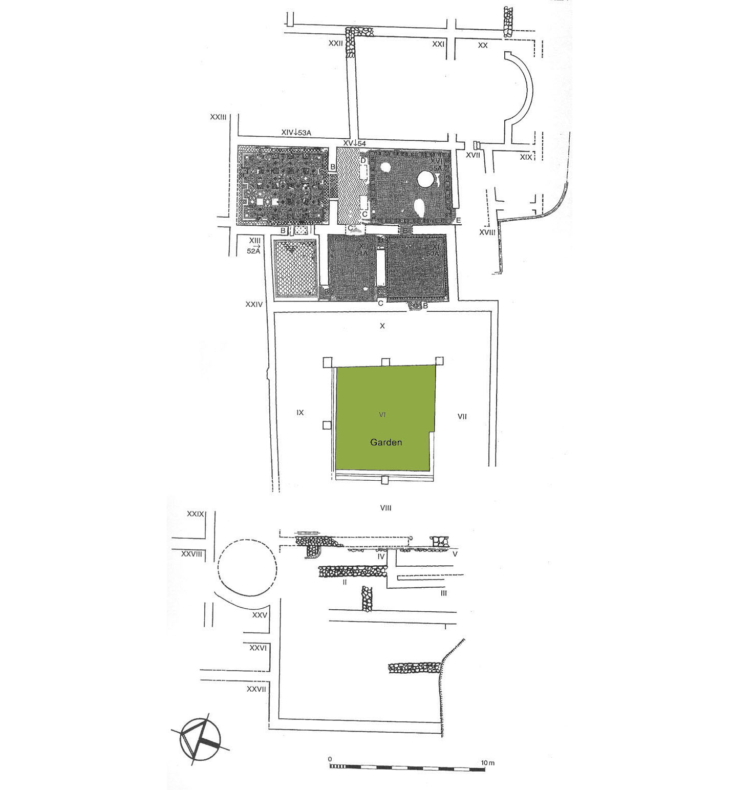 Fig.1: Plan of the house of the White Mosaic.