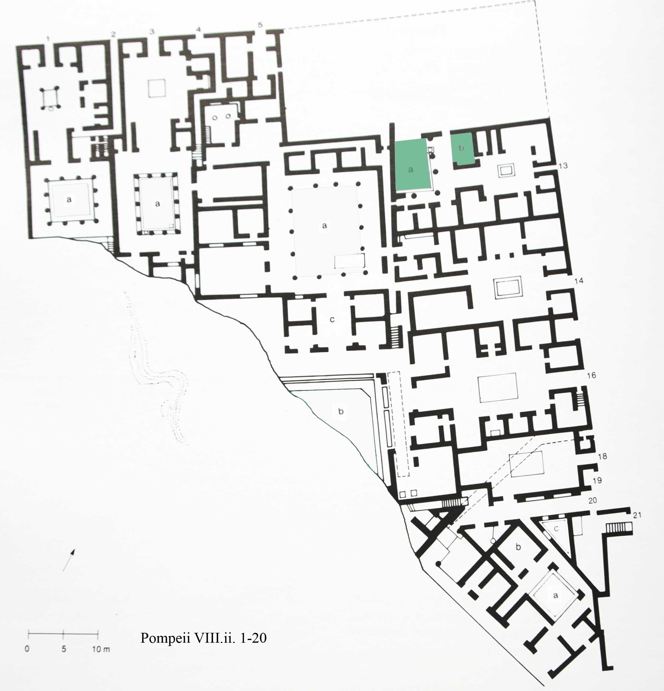 Plan of the Pompeii Region VIII, Insula II, 1-20