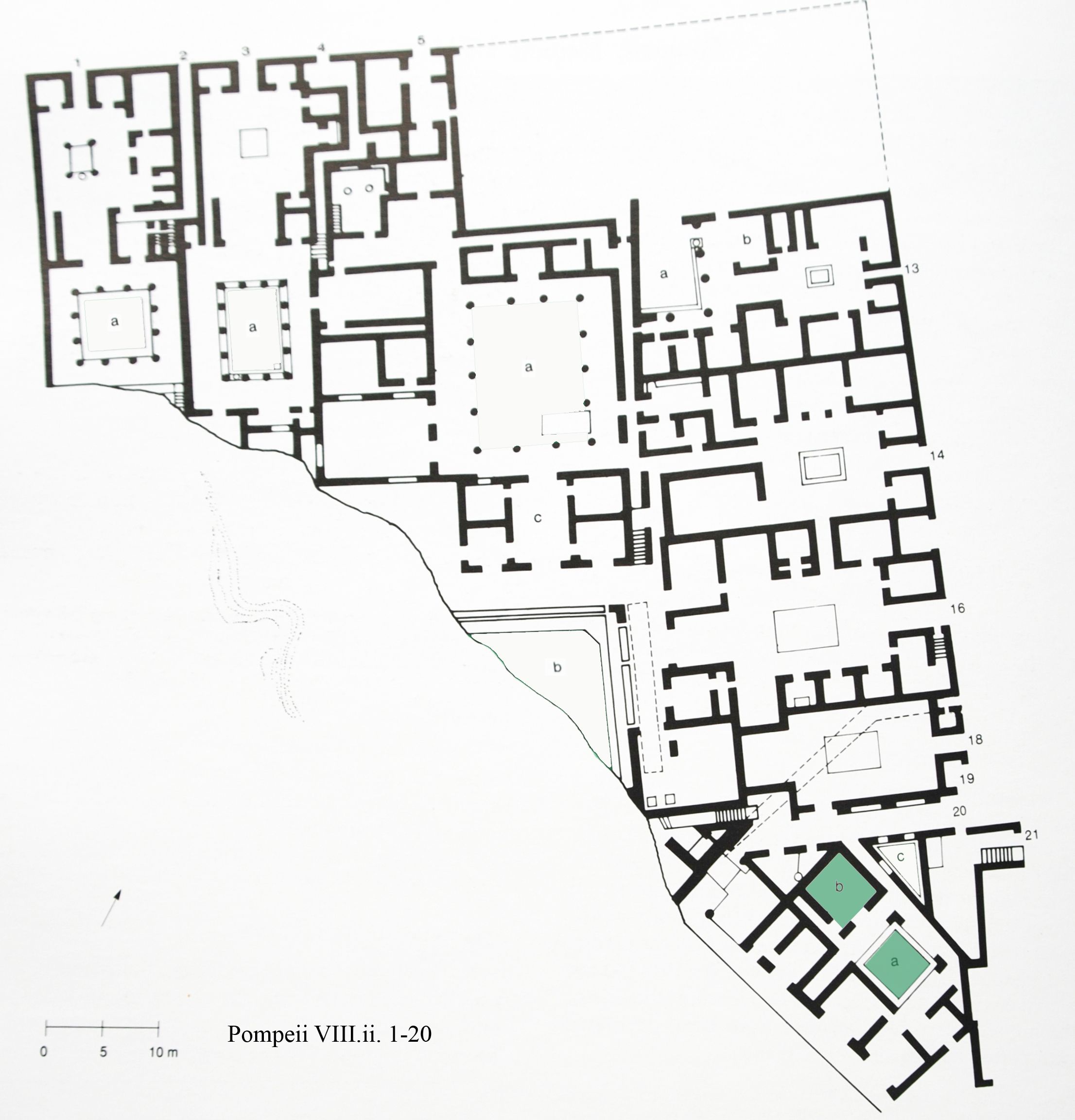 Plan of the Pompeii Region VIII, Insula II, 1-20