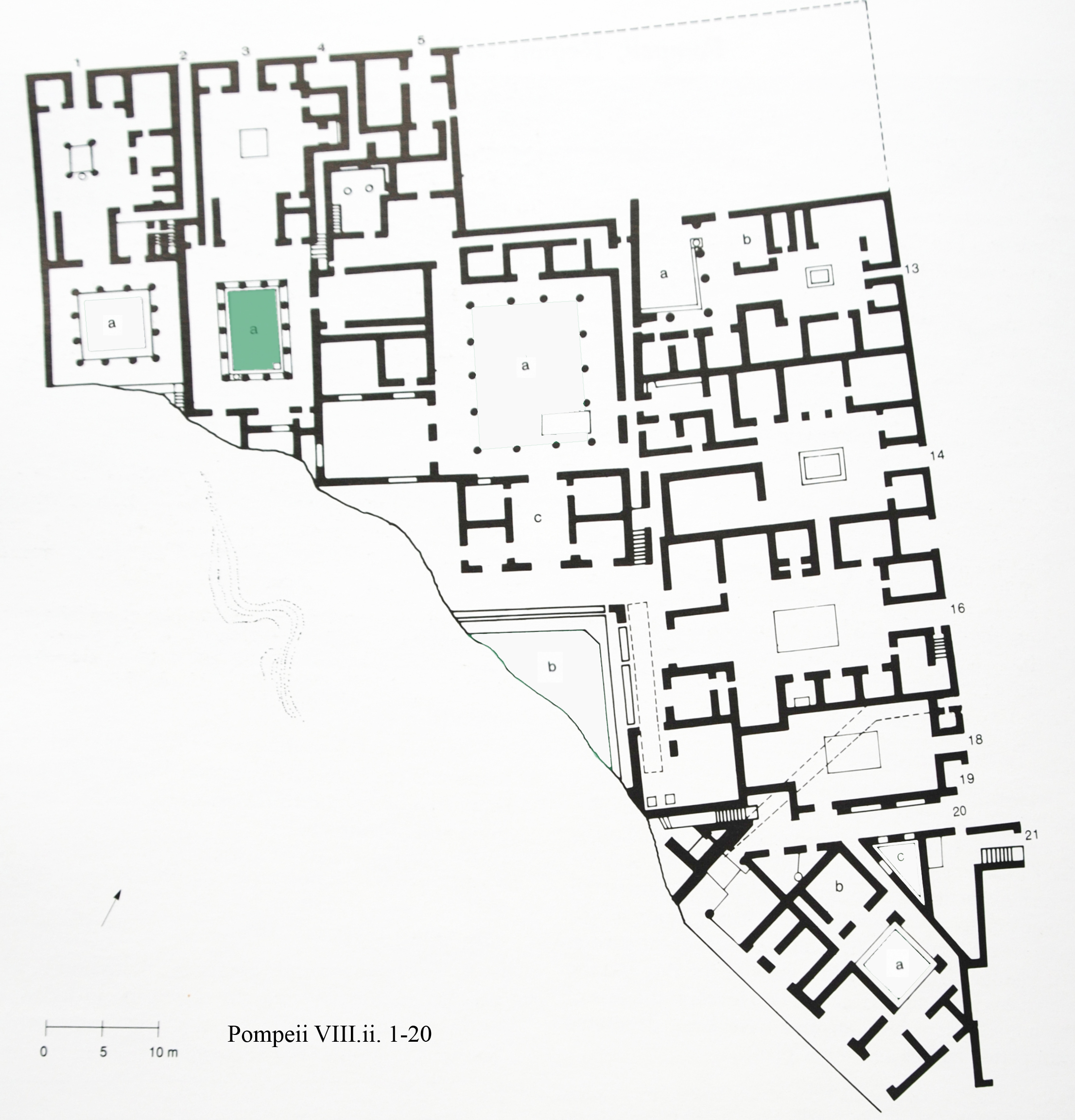 Plan of the Pompeii Region VIII, Insula II, 1-20