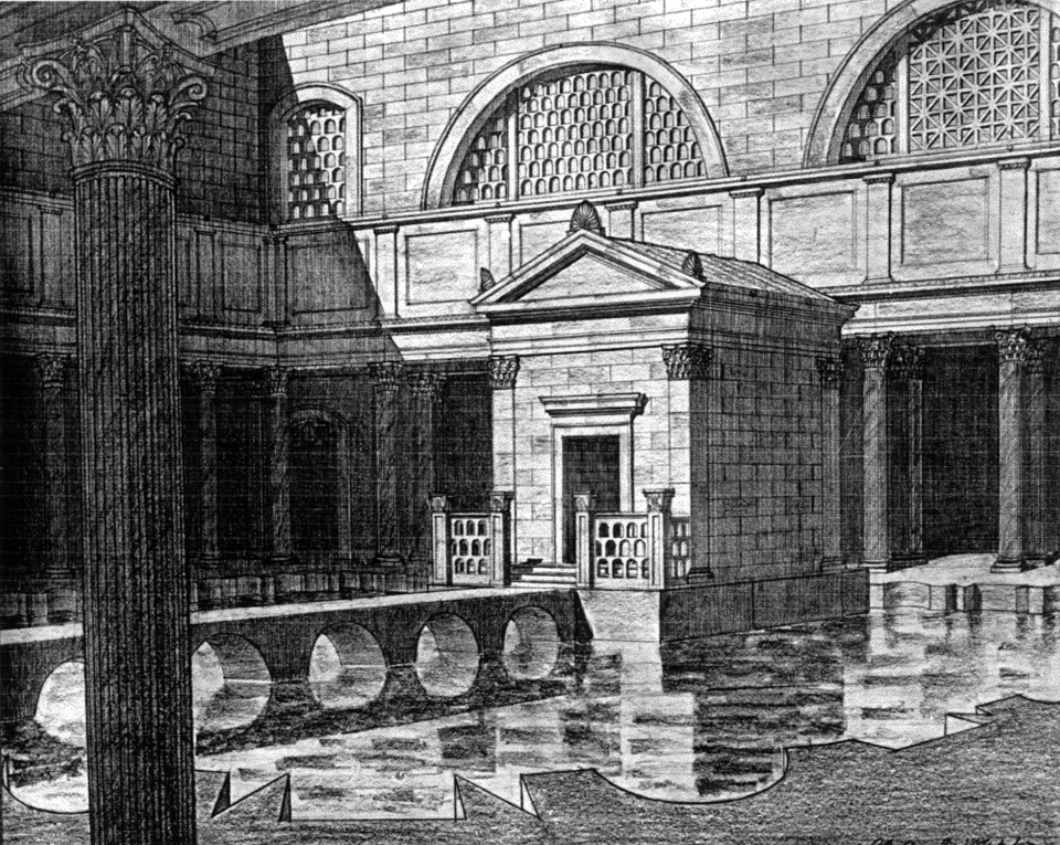 Reconstruction of the upper peristyle of the Domus Augustana