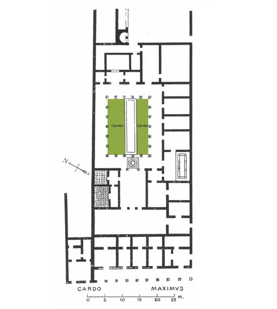 Plan of the Hermaphrodite House at Thamugadi; Les mosaïques de Timgad, p. 65, fig. 7.