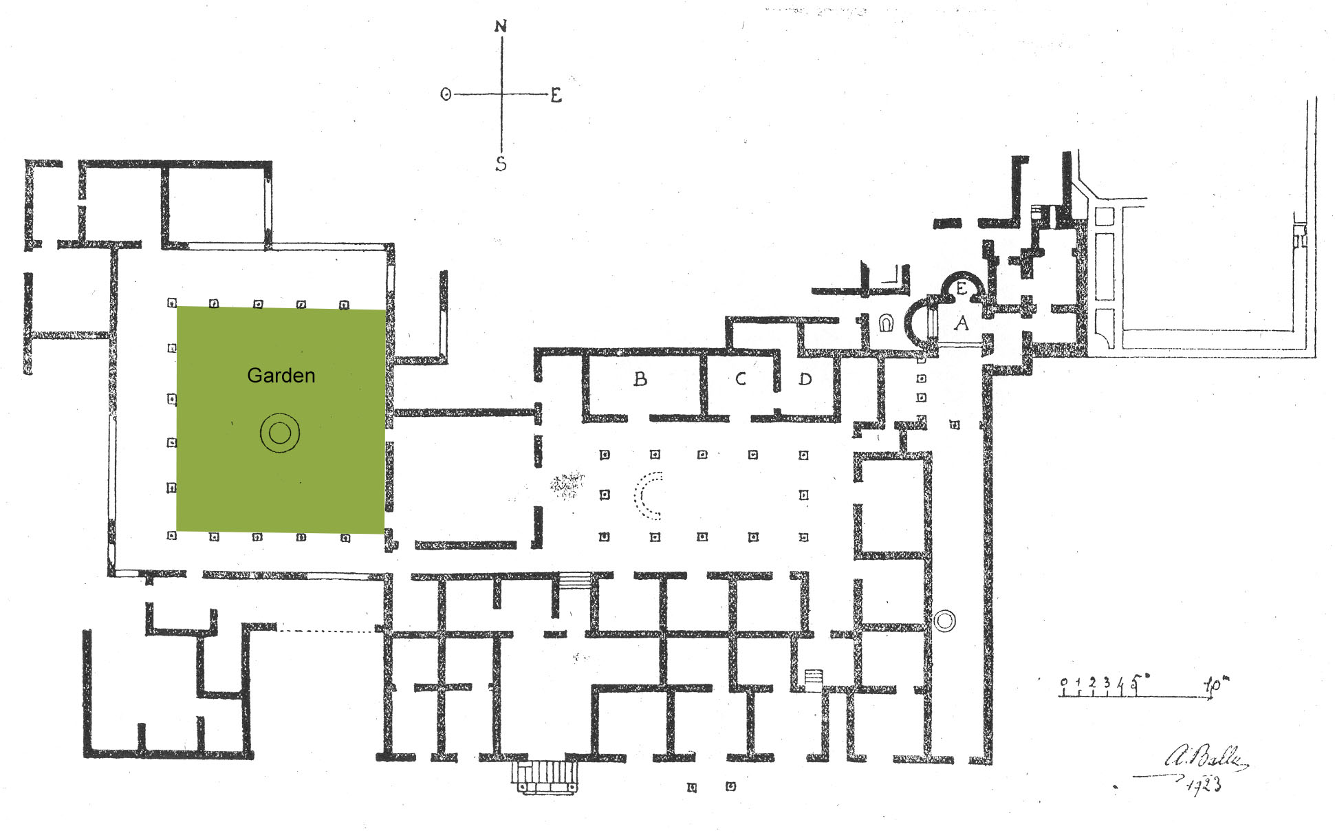 Plan of the House at the west of the filadelfes Baths at Thamugadi; Les mosaïques de Timgad, p. 81, fig. 10
